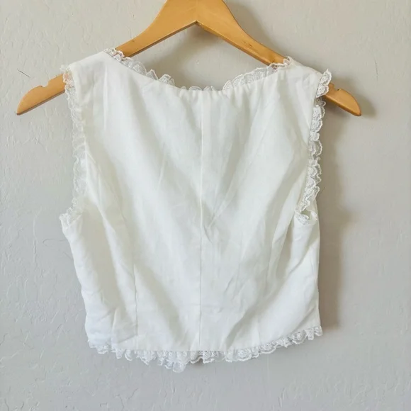 Princess Polly NWT linen and lace vest tank hook & eye closure dainty tank S - Picture 4 of 6